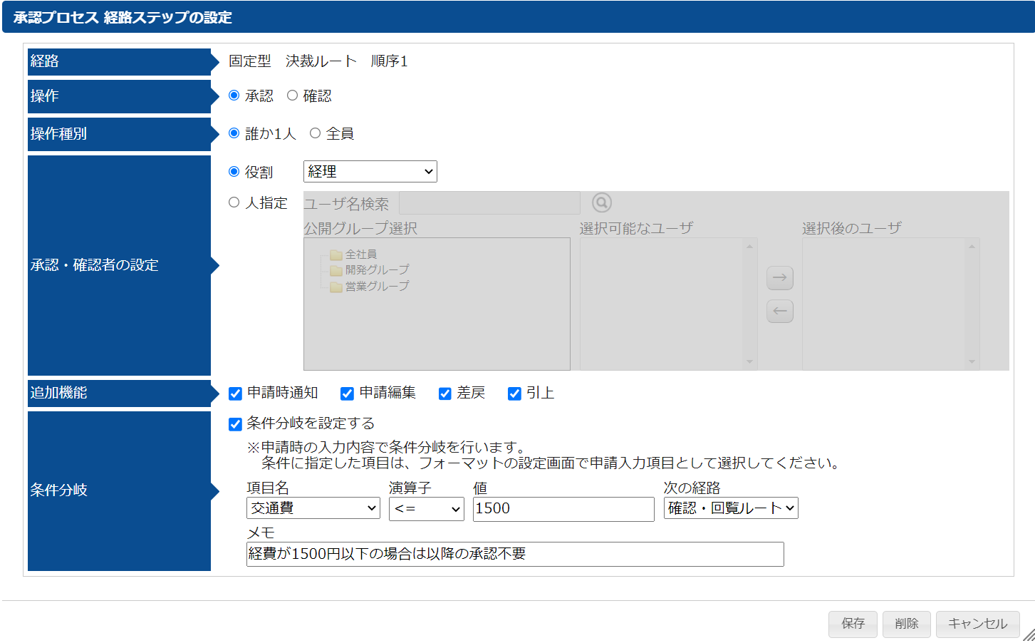 申請_経路ステップの設定