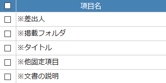 表示項目リスト